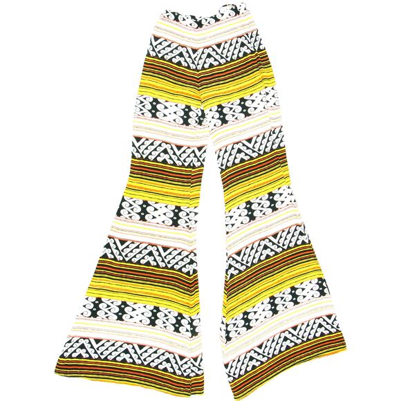 Indah Hippie Boho Festival Groovy Tribal Aztec Palazzo Bell Bottoms Flare Pants - Picture 1 of 3